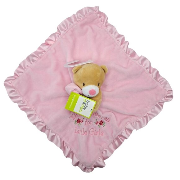 Baby Starters Pink Bear Snuggle Buddy Blanket Rattle With Satin Trim & Embroider - Picture 1 of 7